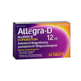 Allegra-D 12 Hour Allergy Congestion Extended Release Tablets 10 tabs By Allegra