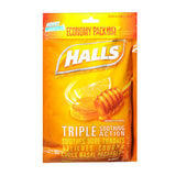 Halls Menthol Cough Suppressant Oral Anesthetic Drops Honey-Lemon 80 Each By Halls