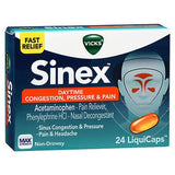 Vicks Sinex 주간 혼잡 - Pressure &amp; Pain Liquicaps 24 Caps By Vicks