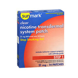 Sunmark Clear Nicotine Transdermal System Patches Step 1 Count of 14 By Sunmark