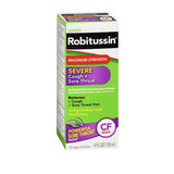 Robitussin 성인 최대 강도 심한 기침 + 인후통 완화 액체 4온스