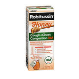 Robitussin 성인 꿀 기침 + 가슴 울혈 Dm 액체 4온스