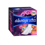 Always Radiant Pads With Flexi-Wings Overnight Flow Light Clean Scent 10 Each By Always Discreet