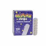 Adhesive Strip Glitter Stat Strip  3/4 X 3 Inch Plastic Rectangle Kid Design (Glitter Stars and Stri Count of 100 By Dukal
