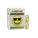 Adhesive Strip American  White Cross Stat Strip  3/4 X 3 Inch Plastic Rectangle Kid Design (Emojis)  Count of 1 By Dukal