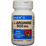 Dietary Supplement Major  L-Arginine 500 mg Strength Tablet 50 per Bottle Count of 1 By Major Pharmaceuticals