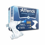 Unisex Adult Incontinence Brief Attends  Extended Wear Tab Closure Large Disposable Heavy Absorbency Count of 14 By Attends