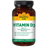 Vitamin D3 100 Softgels By Country Life