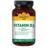 Vitamin D3 200 Softgels By Country Life