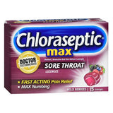 Chloraseptic Max Sore Throat Lozenges Wild Berries 15 each By Chloraseptic